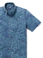 Reyn Spooner MONSTERA INK DRESS BLUES Spooner Kloth Men's Hawaiian Shirt Classic Fit
