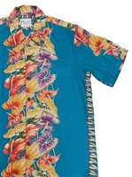 [Diamond Head Sportswear collection] Paradise Found RETRO ANTHURIUM PANEL LAGOON Rayon Men's Hawaiian Shirt