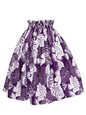 Lehua &amp; Monstera Leaf Purple Poly Cotton Single Pau Skirt / 3 Bands