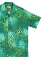 Hilo Hattie Tribal Tiare Green Rayon Men&#39;s Hawaiian Shirt