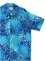 Hilo Hattie Tribal Tiare Navy Rayon Men's Hawaiian Shirt