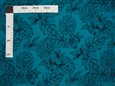 Hibiscus &amp; Monstera leaves Teal Poly Cotton CM-22-56