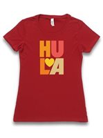 [Hula Collection] Honi Pua HULA Heart Reds  Ladies Hawaiian Crew-neck T-Shirt
