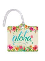 Island Heritage Aloha Floral Die-Cut Luggage Tag