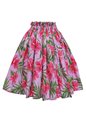 Anuenue (Pau) Hibiscus &amp; Palm leaves Pink Poly Cotton Single Pau Skirt / 3 Bands