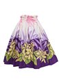 Anuenue (Pau) Plumeria &amp; Palm Leaf Border Purple &amp; Beige Poly Cotton Single Pau Skirt / 3 Bands