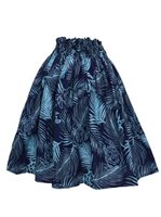 Anuenue (Pau) Turtle & Areca Palm Navy Poly Cotton Single Pau Skirt / 3 Bands