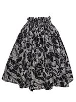 Anuenue (Pau) Hibiscus Black Poly Cotton Single Pau Skirt / 3 Bands