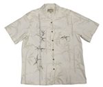 Paradise Found Bamboo Embroidery Cream Rayon Men's Hawaiian Shirt