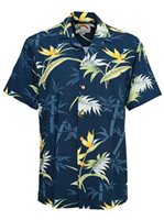 Paradise Found Bamboo Paradise Navy Rayon Men's Hawaiian Shirt