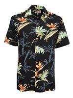 Paradise Found Bamboo Paradise Black Rayon Men's Hawaiian Shirt