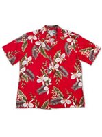 Two Palms Hawaiian Orchid Red Rayon Men's Hawaiian Shirt