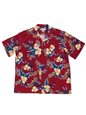 Two Palms Orchid Fern Red Rayon Men&#39;s Hawaiian Shirt