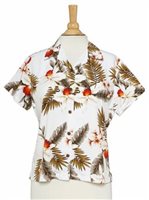 Two Palms Hawaiian Orchid White Rayon Women's Hawaiian Shirt