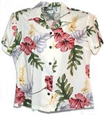 Two Palms Monstera Cream Rayon Women's Hawaiian Shirt