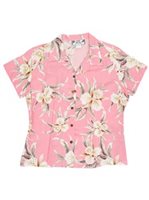Two Palms Retro Orchid Pink Rayon Women's Hawaiian Shirt