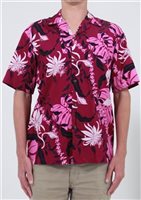 Two Palms Makapuu Plum Cotton Men's Hawaiian Shirt
