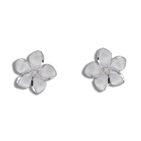 Paradise Collection 14kt White Gold Plumeria Pierced Earrings Paradise Collection 14kt White Gold Plumeria Pierced Earrings Alohaoutlet