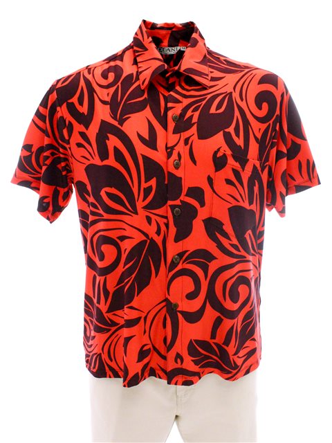 [Exclusive] Iolani Pono Orange Stretch Men's Knit Hawaiian Shirt ...