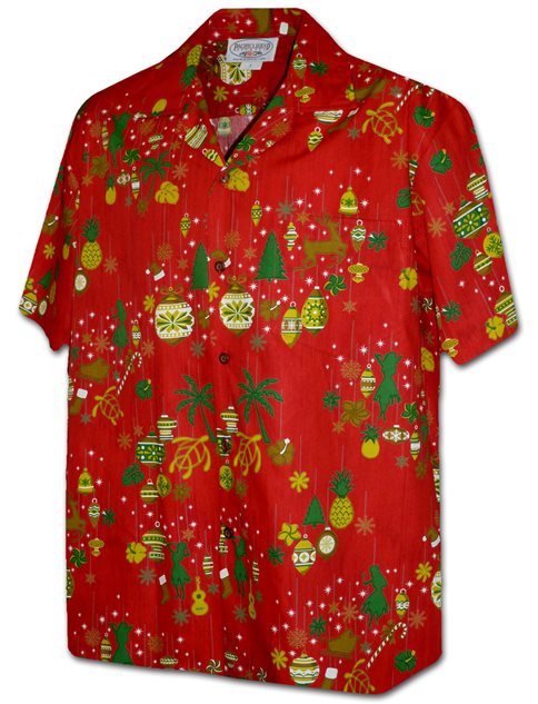 pacific legend christmas ornament red cotton mens hawaiian shirt christmas hawaiian shirts