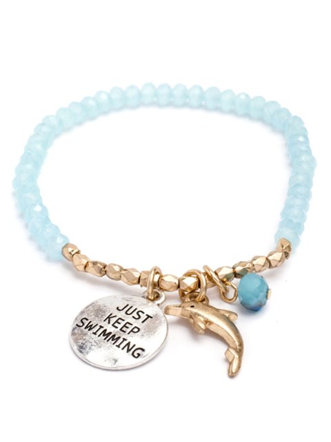 Splendid Iris Light Blue Dolphin Charm Bracelet Alohaoutlet