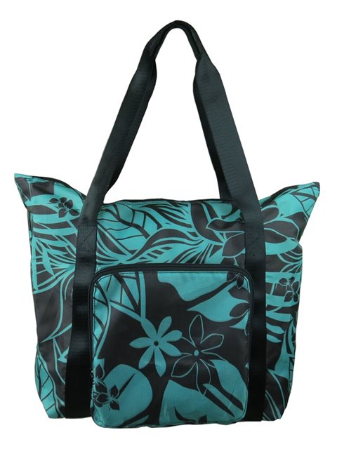 Turquoise Hawaiian Foldaway Tote Bag Alohaoutlet