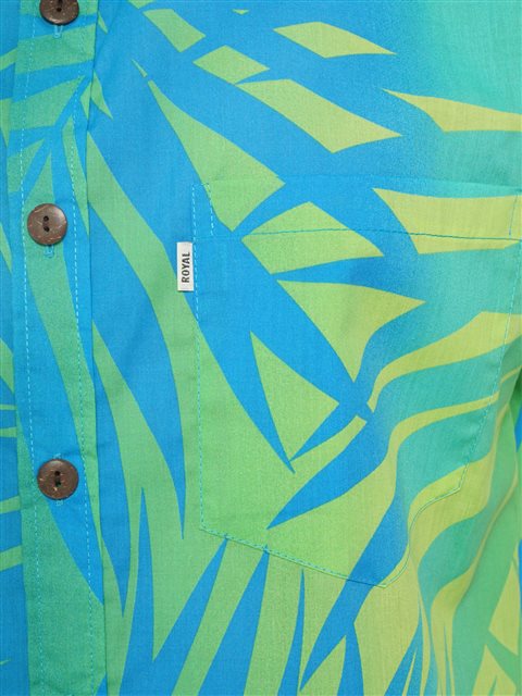 [Exclusive] Anuenue Ginger Lime & Turquoise Poly Cotton Men's Hawaiian ...