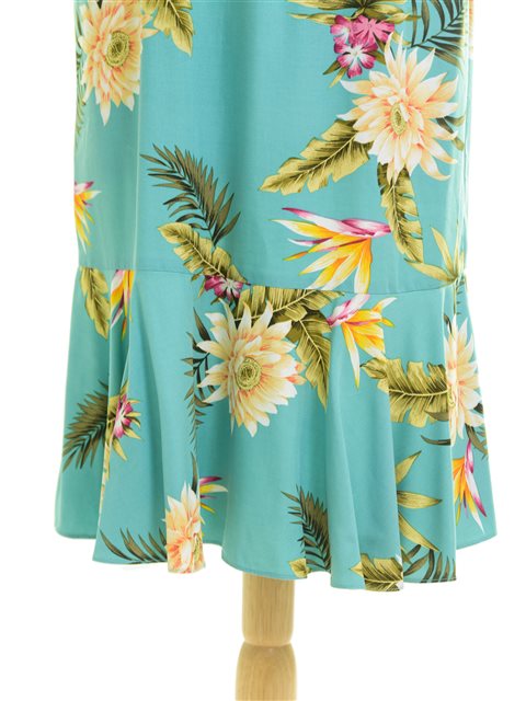 Two Palms Ceres Green Rayon Hawaiian Sleeve Midi Dress | AlohaOutlet