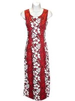 Ky's Hibiscus Lei Red Cotton Long Tank Dress