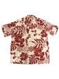 Winnie Fashion Hibiscus Cream Red Rayon Poplin Men&#39;s Hawaiian Shirt