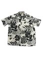 Winnie Fashion Hibiscus Cream Black Rayon Poplin Men&#39;s Hawaiian Shirt