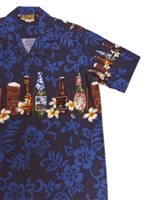 Winnie Fashion Beer Bottle Navy Cotton Men's Hawaiian Shirt