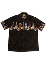 Winnie Fashion Beer Bottle Black Cotton Men's Hawaiian Shirt