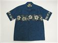 Winnie Fashion Hibiscus Blue Cotton Men&#39;s Hawaiian Shirt