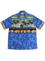 Winnie Fashion Sunset Blue Cotton Men's Hawaiian Shirt