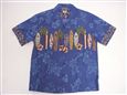 Winnie Fashion Long Board Blue Cotton Men&#39;s Hawaiian Shirt