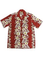 Winnie Fashion Hibiscussy Red Cotton  Men's Hawaiian Shirt