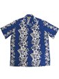 Winnie Fashion Hibiscussy Blue Cotton Men&#39;s Hawaiian Shirt