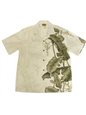 Winnie Fashion Leaf Ivory Cotton Men&#39;s Hawaiian Shirt
