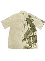 Winnie Fashion Leaf Ivory Cotton Men's Hawaiian Shirt