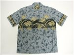 Winnie Fashion Local Bird of Paradise Blue Cotton Men's Hawaiian Shirt