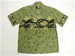 Winnie Fashion Local Bird of Paradise Green Cotton Men's Hawaiian Shirt