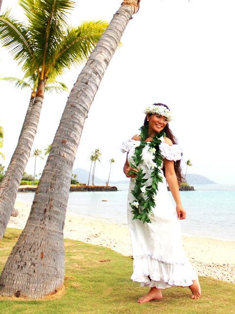 white hawaiian dress