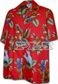 Pacific Legend Parrot  Red Cotton Men&#39;s Hawaiian Shirt