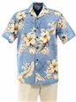 Pacific Legend Hibiscus Blue Cotton Men&#39;s Hawaiian Shirt