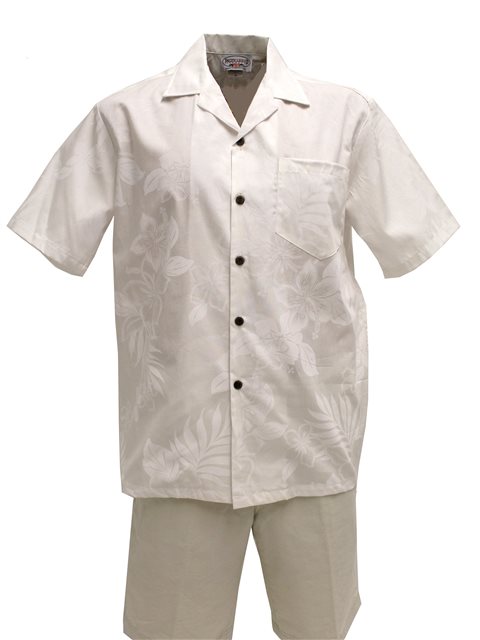 White Cotton Men's Hawaiian Shirt ...