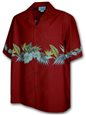 Pacific Legend Anthurium Red Cotton Men&#39;s Border Hawaiian Shirt