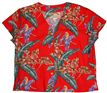 Paradise Found #40 Jungle Bird Red Rayon Women&#39;s V-neck Blouse