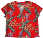 Paradise Found #40 Jungle Bird Red Rayon Women's V-neck Blouse