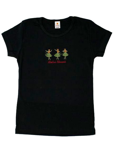 レディースハワイアンTシャツ [刺繍フラガール/全4色/コットン]